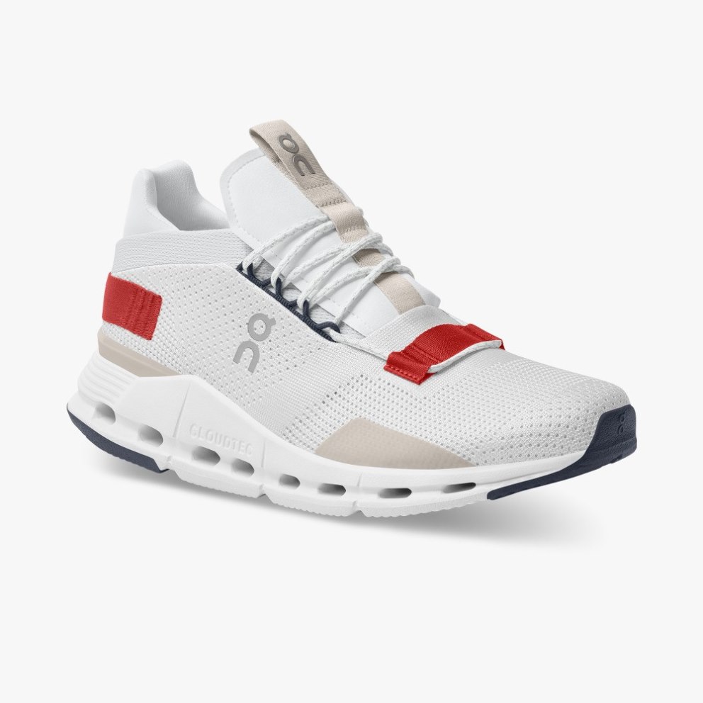On Cloudnova Men's Trainers White / Red | UK-25A8O