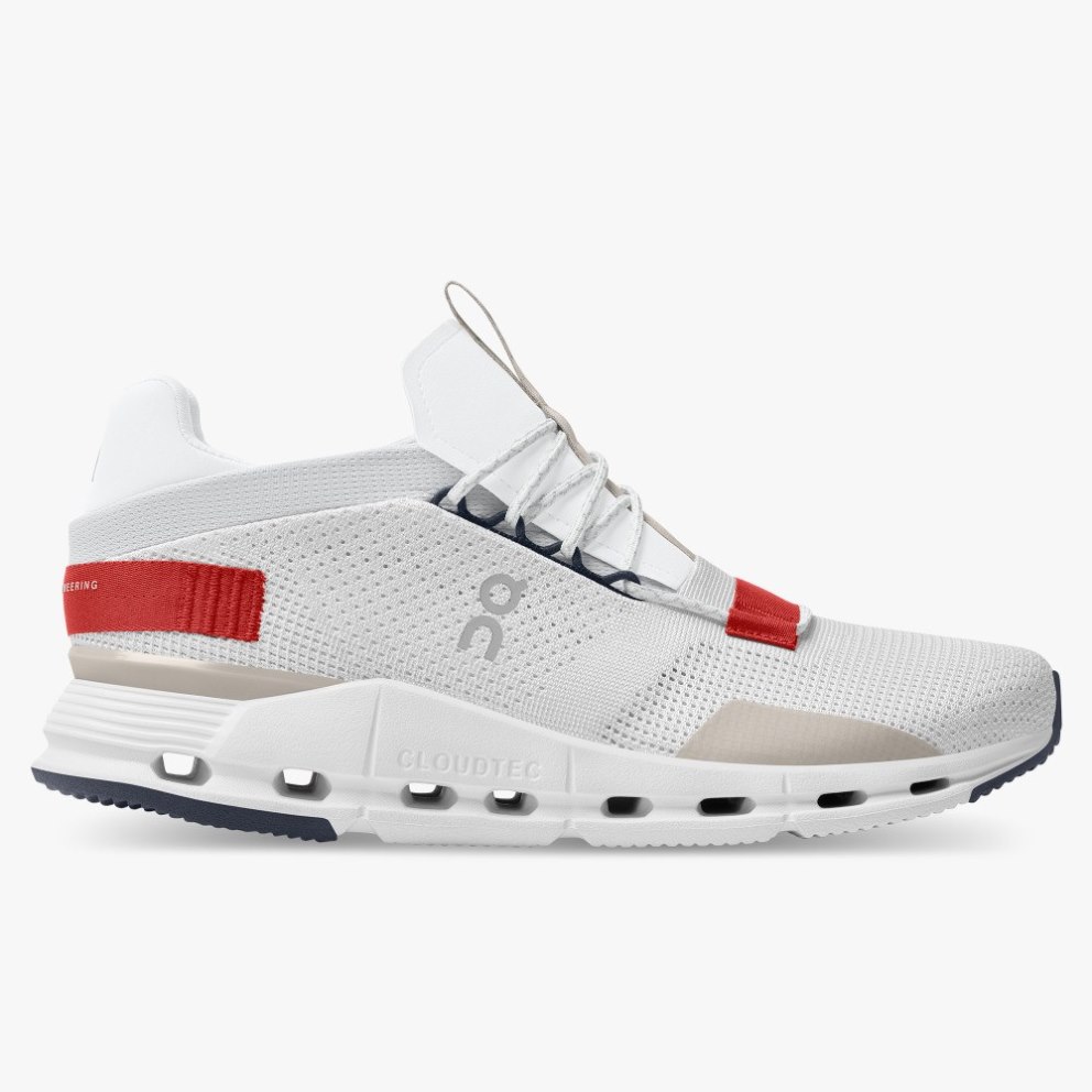 On Cloudnova Men\'s Trainers White / Red | UK-25A8O