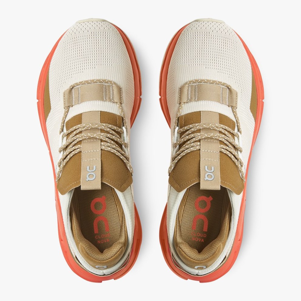 On Cloudnova Women's Trainers Beige / Brown | UK-8A2MJ