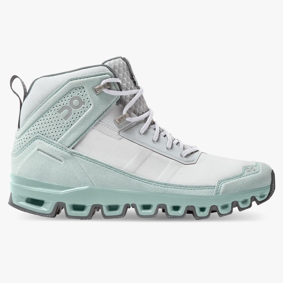 On Cloudridge Women\'s Hiking Boots White / Mint | UK-O5M1J