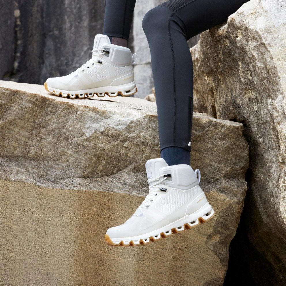 On Cloudrock Edge Raw Women's Hiking Boots White | UK-1M28A