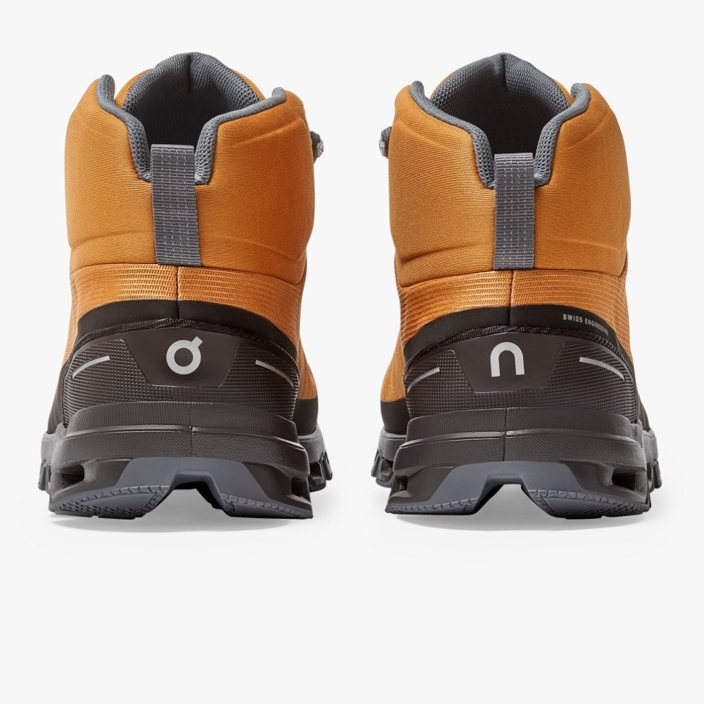 On Cloudrock Waterproof Men's Hiking Boots Brown / Black | UK-1J5O8
