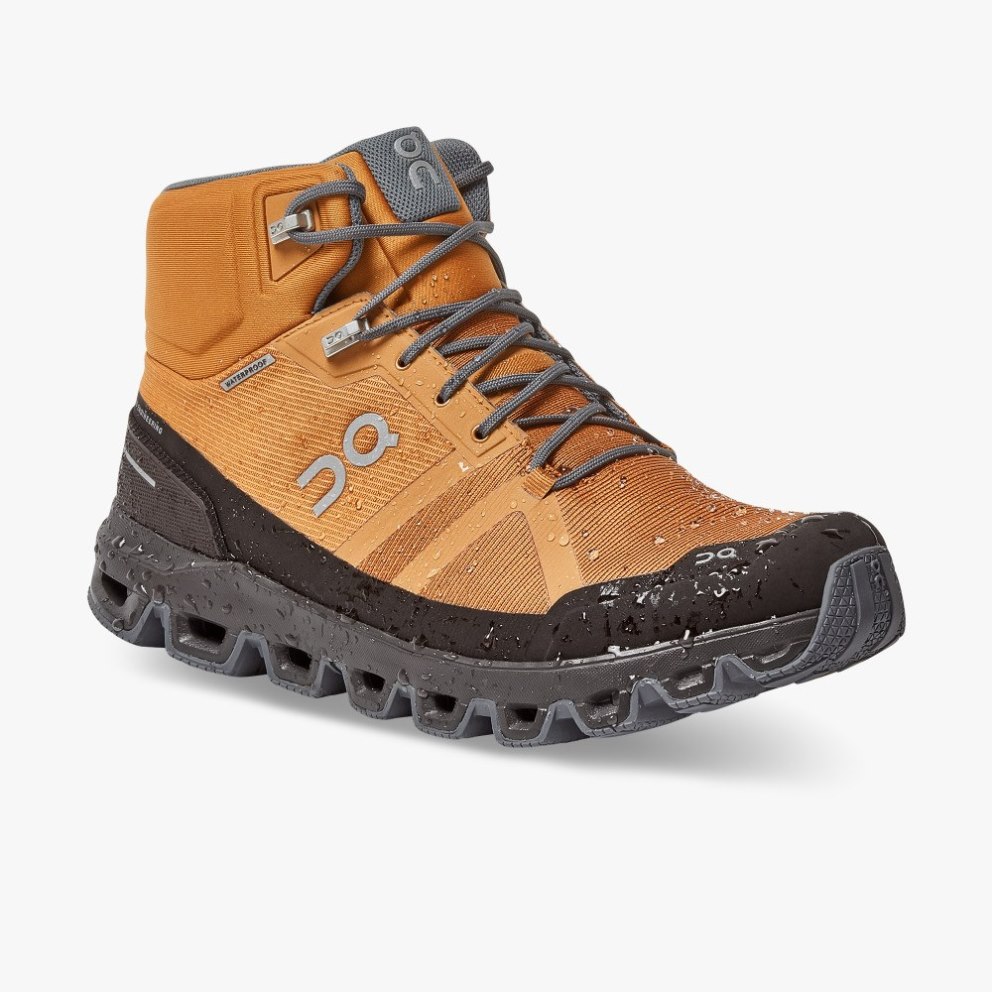 On Cloudrock Waterproof Men's Hiking Boots Brown / Black | UK-1J5O8