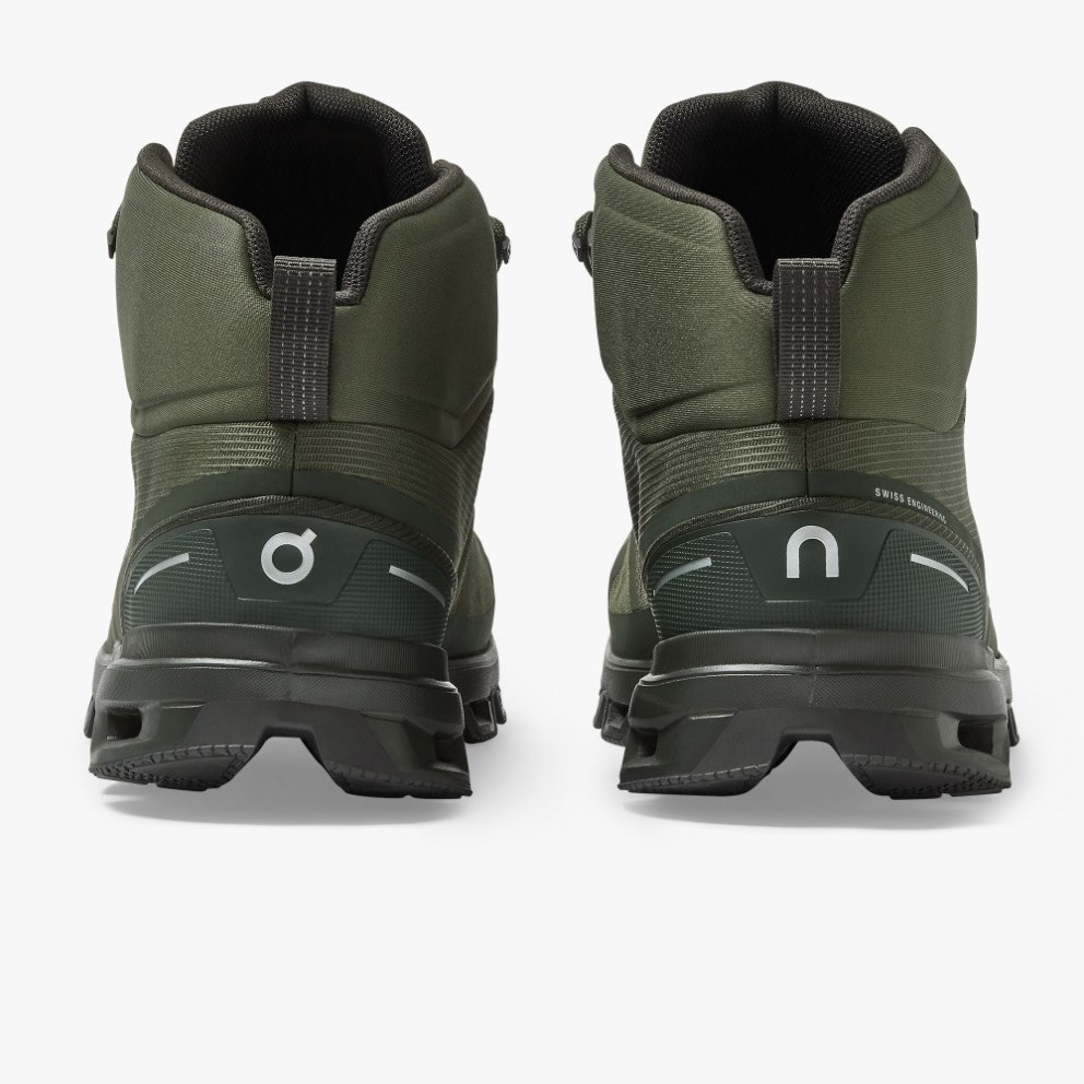 On Cloudrock Waterproof Men's Hiking Boots Olive | UK-1JO2A