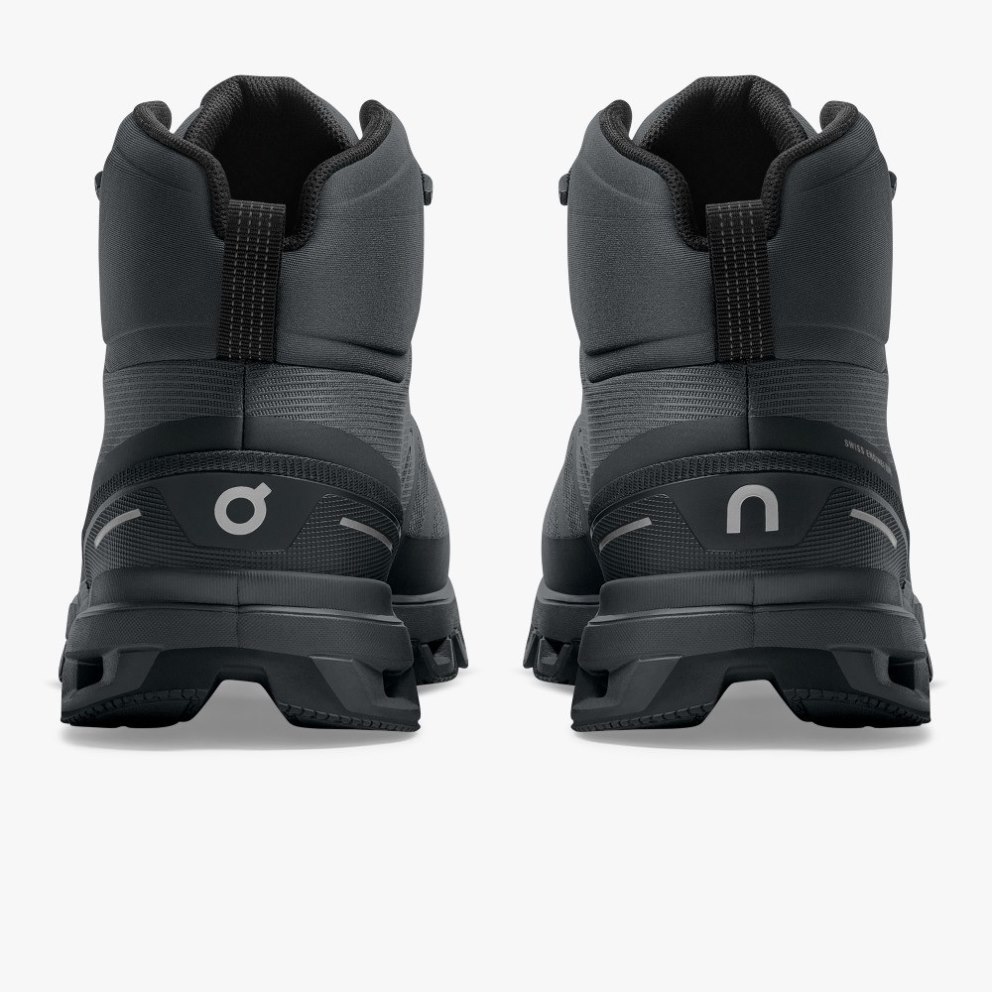 On Cloudrock Waterproof Men's Hiking Boots Black | UK-76J2A