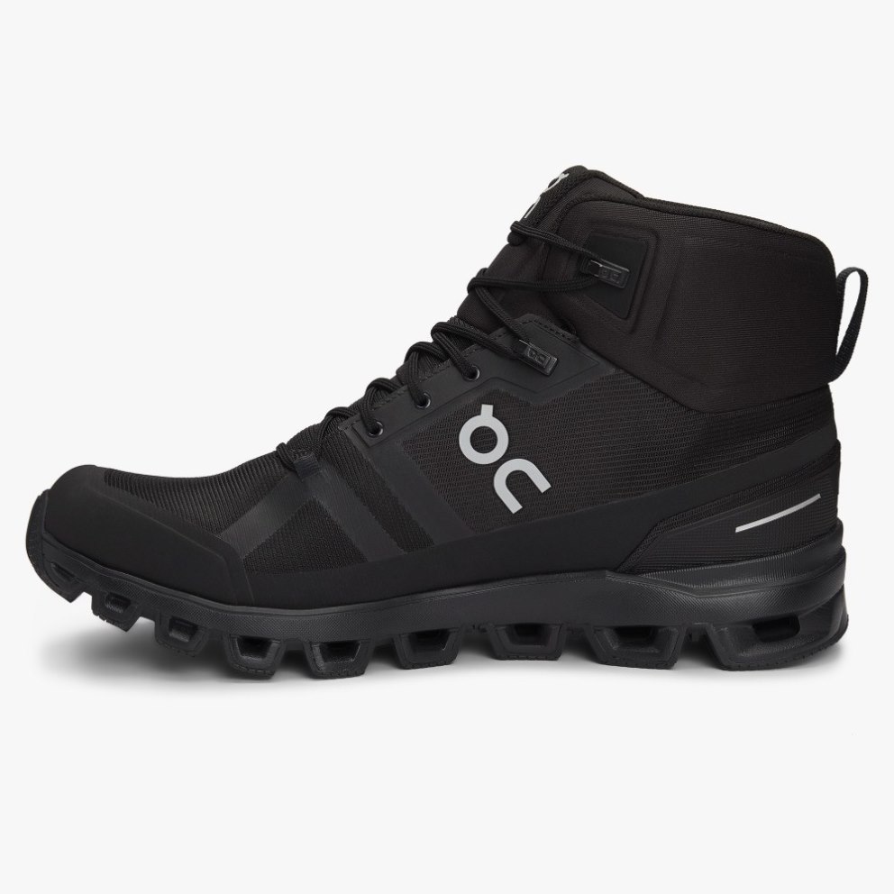 On Cloudrock Waterproof Men's Hiking Boots Black | UK-M8OA7