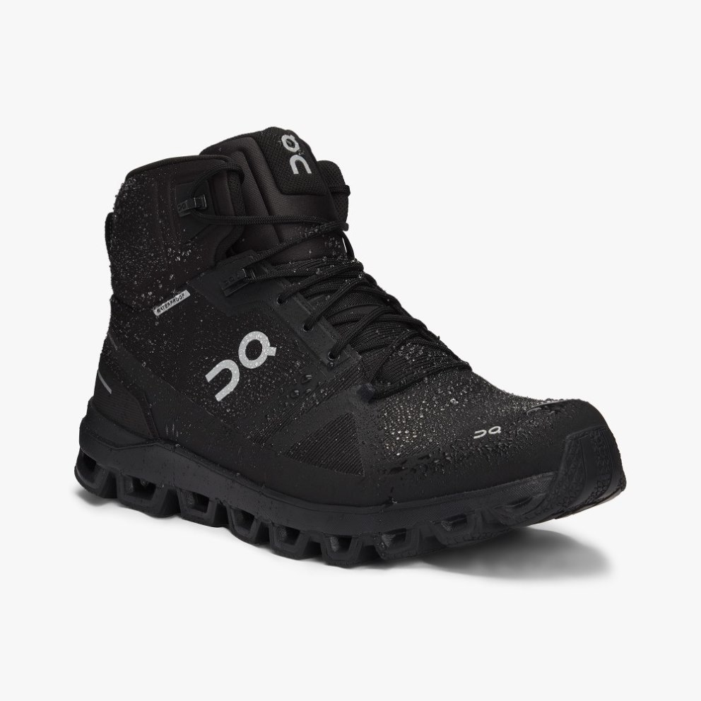 On Cloudrock Waterproof Men's Hiking Boots Black | UK-M8OA7