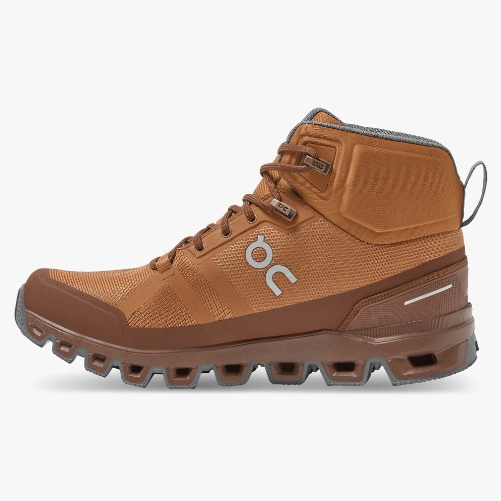 On Cloudrock Waterproof Women's Hiking Boots Brown | UK-1M7O8