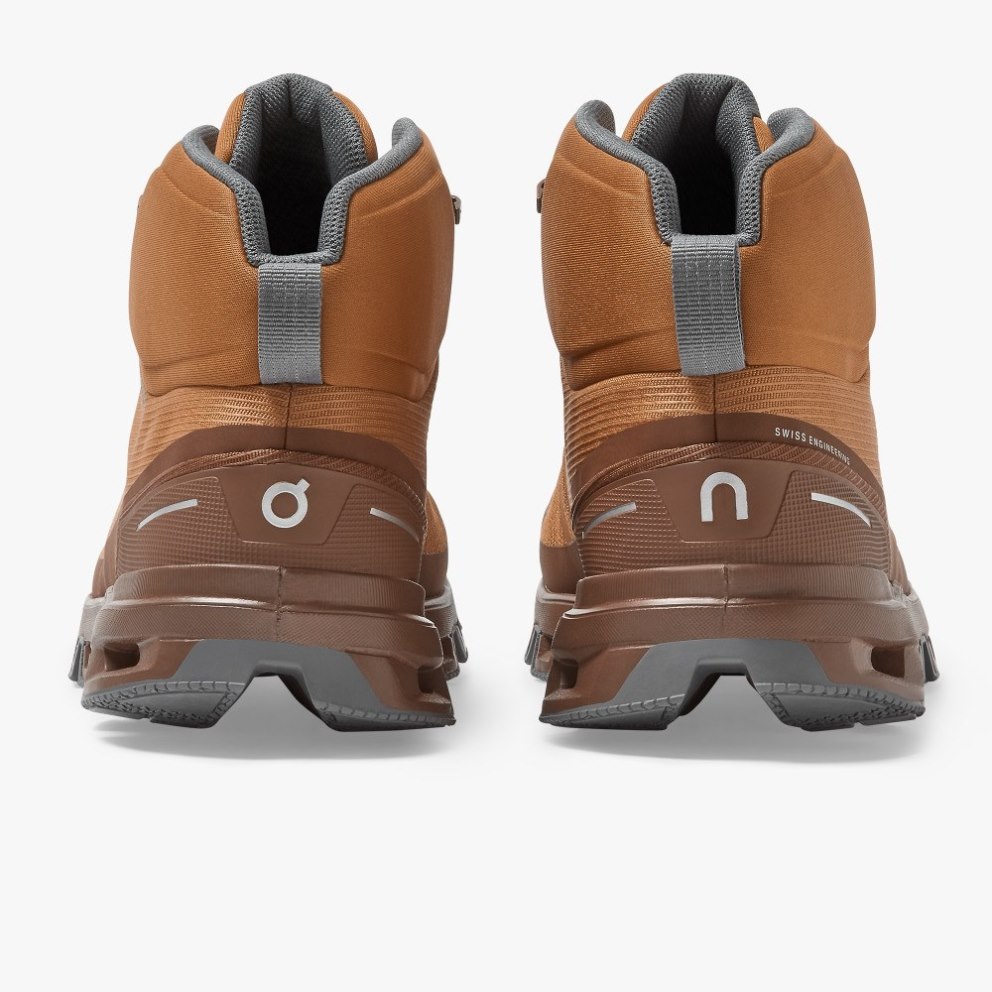 On Cloudrock Waterproof Women's Hiking Boots Brown | UK-1M7O8