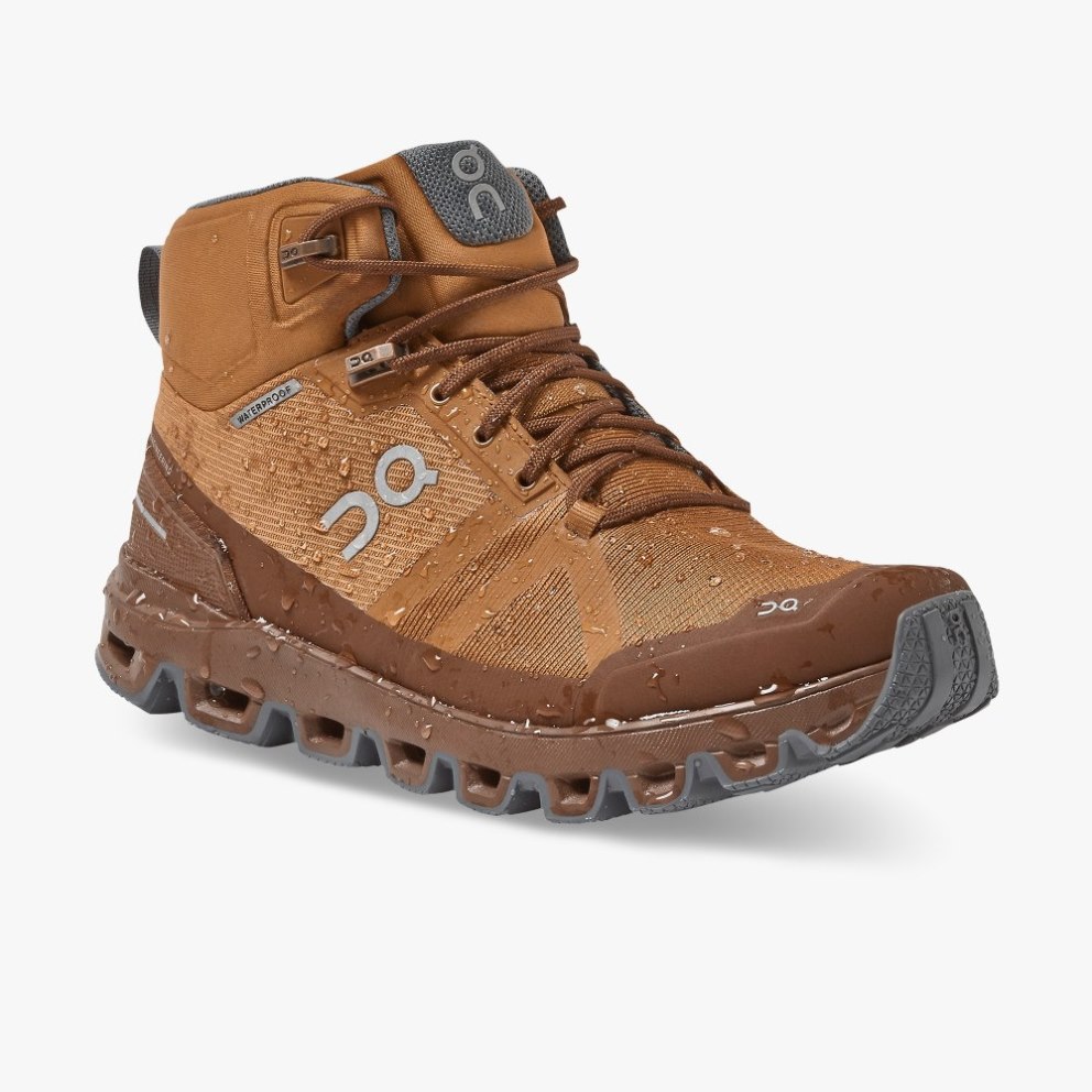 On Cloudrock Waterproof Women's Hiking Boots Brown | UK-1M7O8