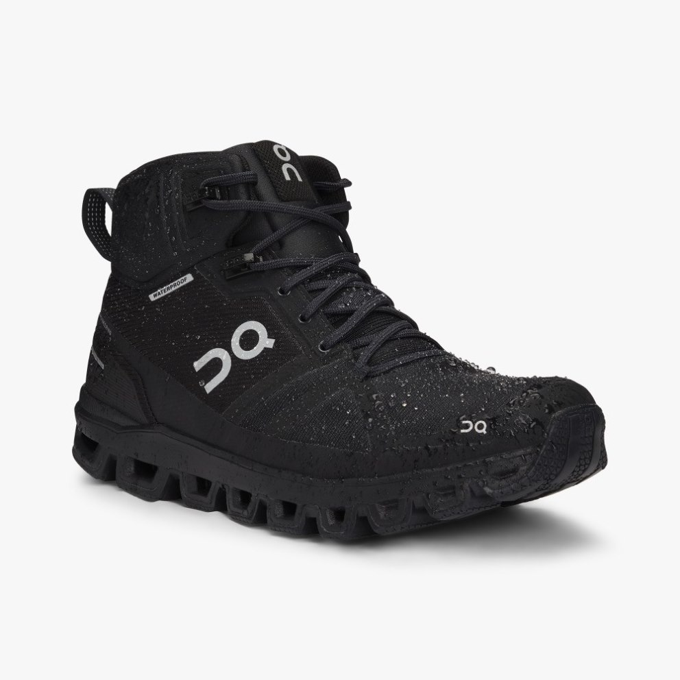 On Cloudrock Waterproof Women's Hiking Boots Black | UK-A6127