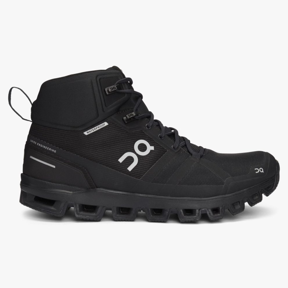 On Cloudrock Waterproof Women\'s Hiking Boots Black | UK-A6127