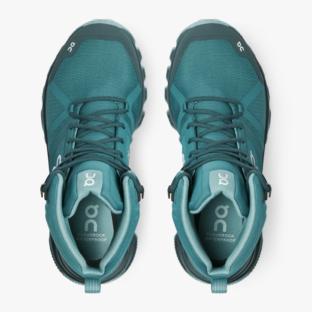 On Cloudrock Waterproof Women's Hiking Boots Turquoise | UK-AO718