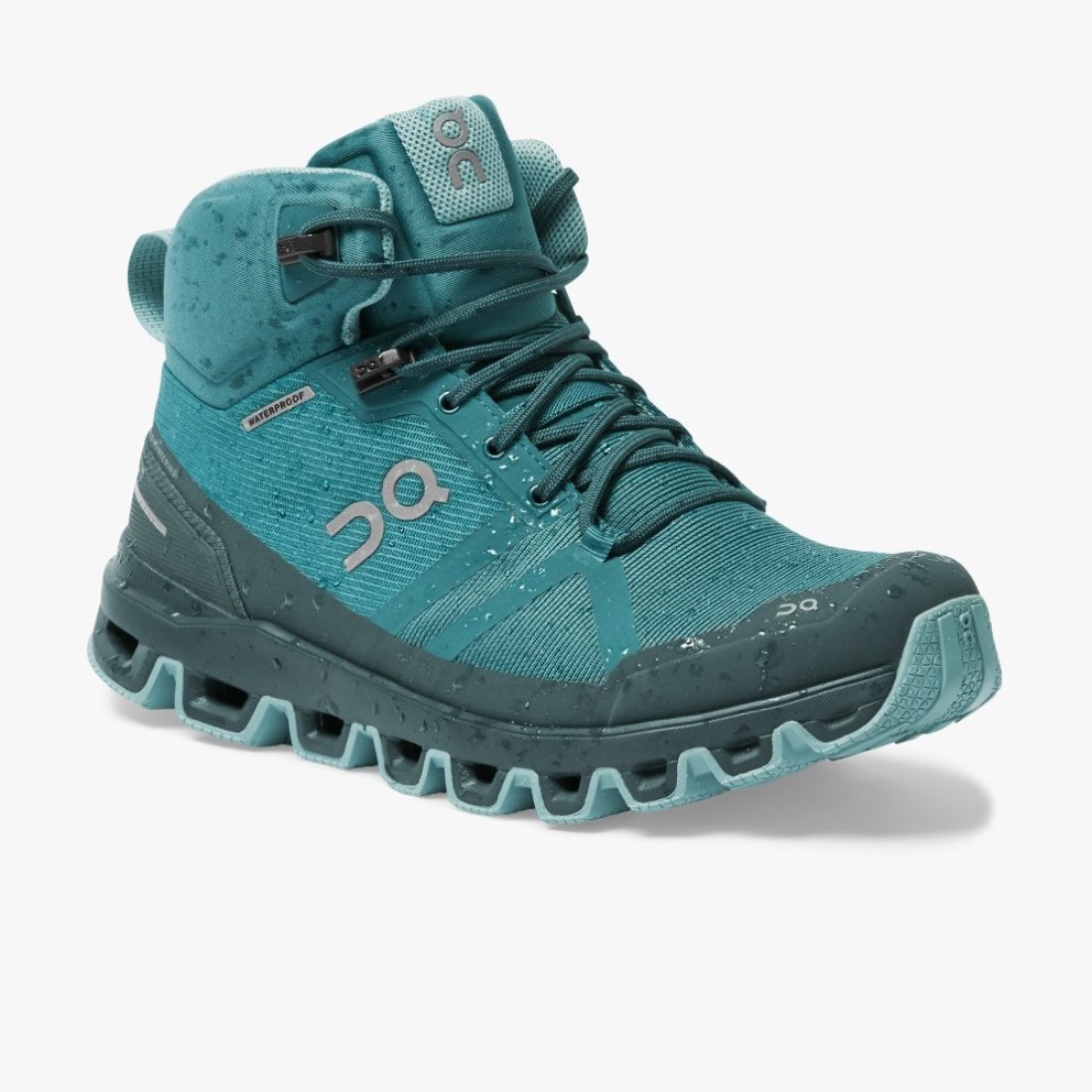 On Cloudrock Waterproof Women's Hiking Boots Turquoise | UK-AO718