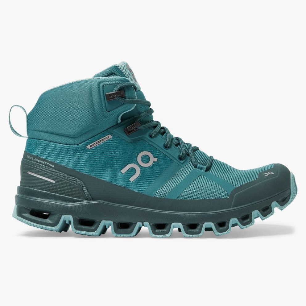 On Cloudrock Waterproof Women\'s Hiking Boots Turquoise | UK-AO718