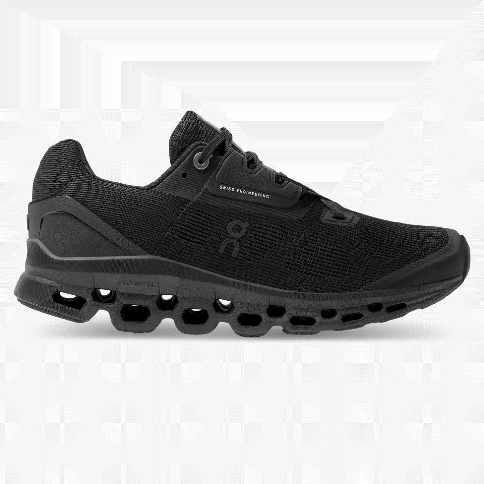 On Cloudstratus Women\'s Running Shoes Black | UK-18J72