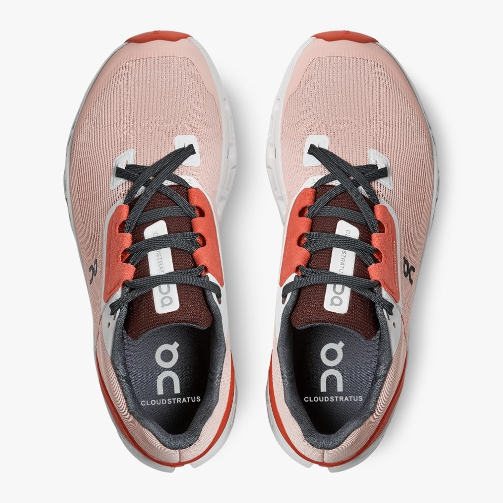 On Cloudstratus Women's Running Shoes Rose | UK-7M1JA