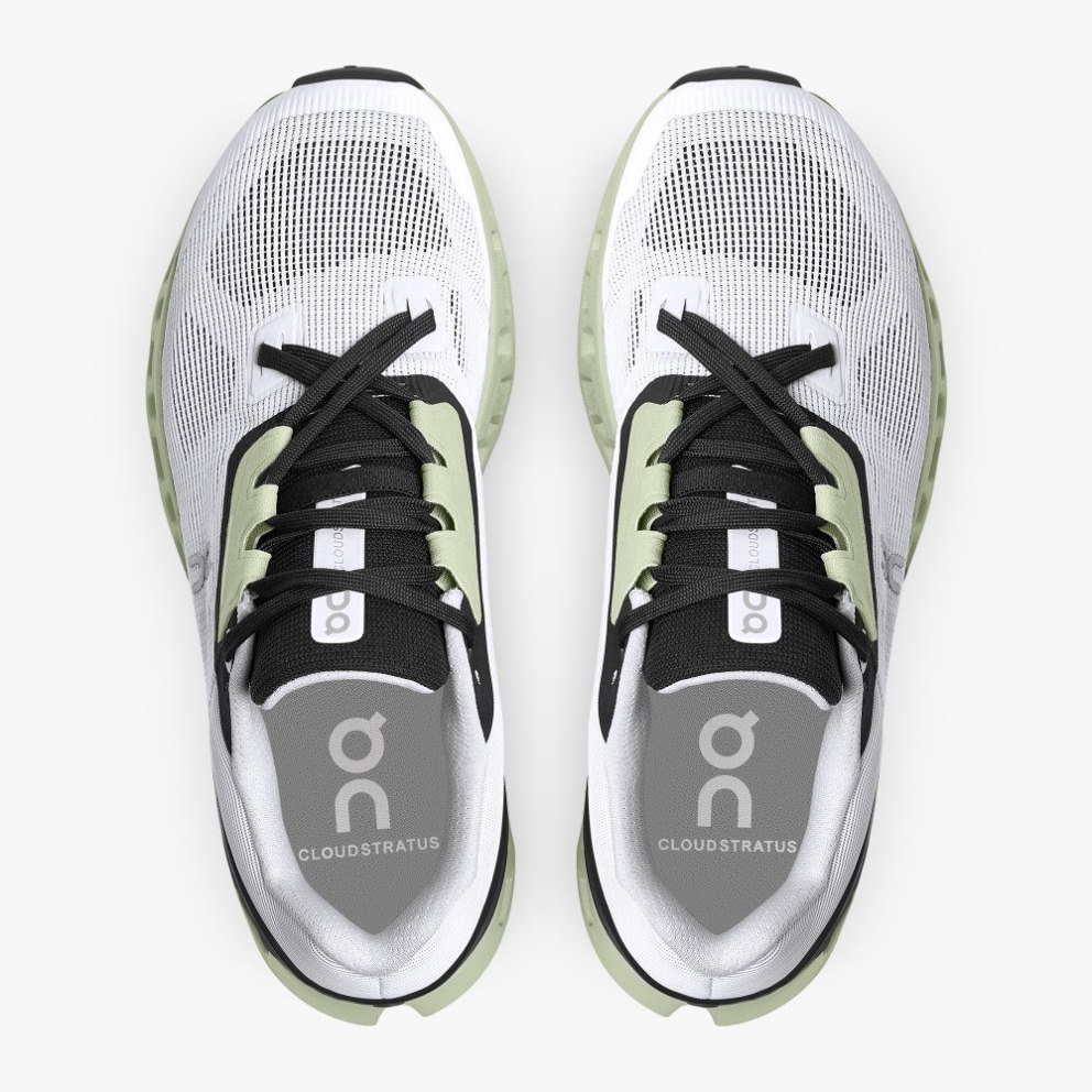 On Cloudstratus Women's Running Shoes White / Mint | UK-M78O6