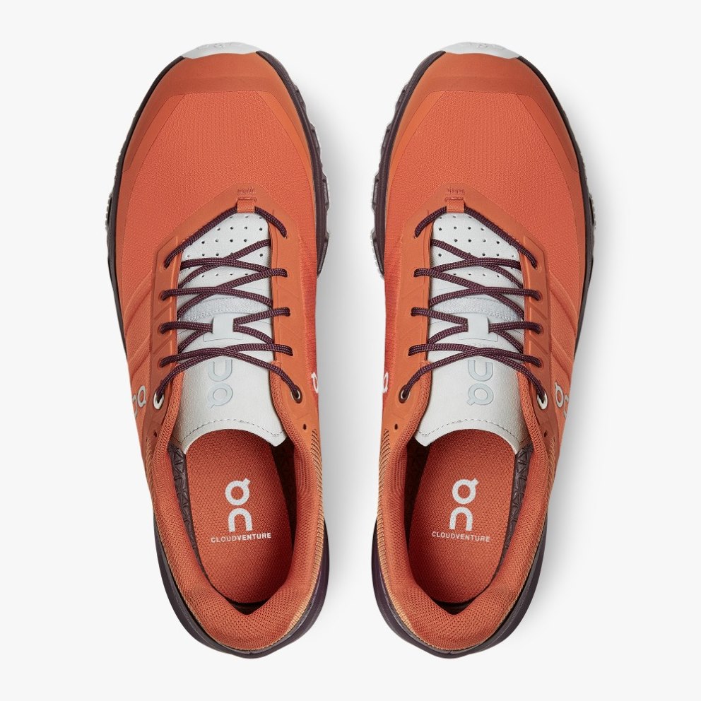 On Cloudventure Men's Hiking Shoes Orange / Burgundy | UK-M6JA5
