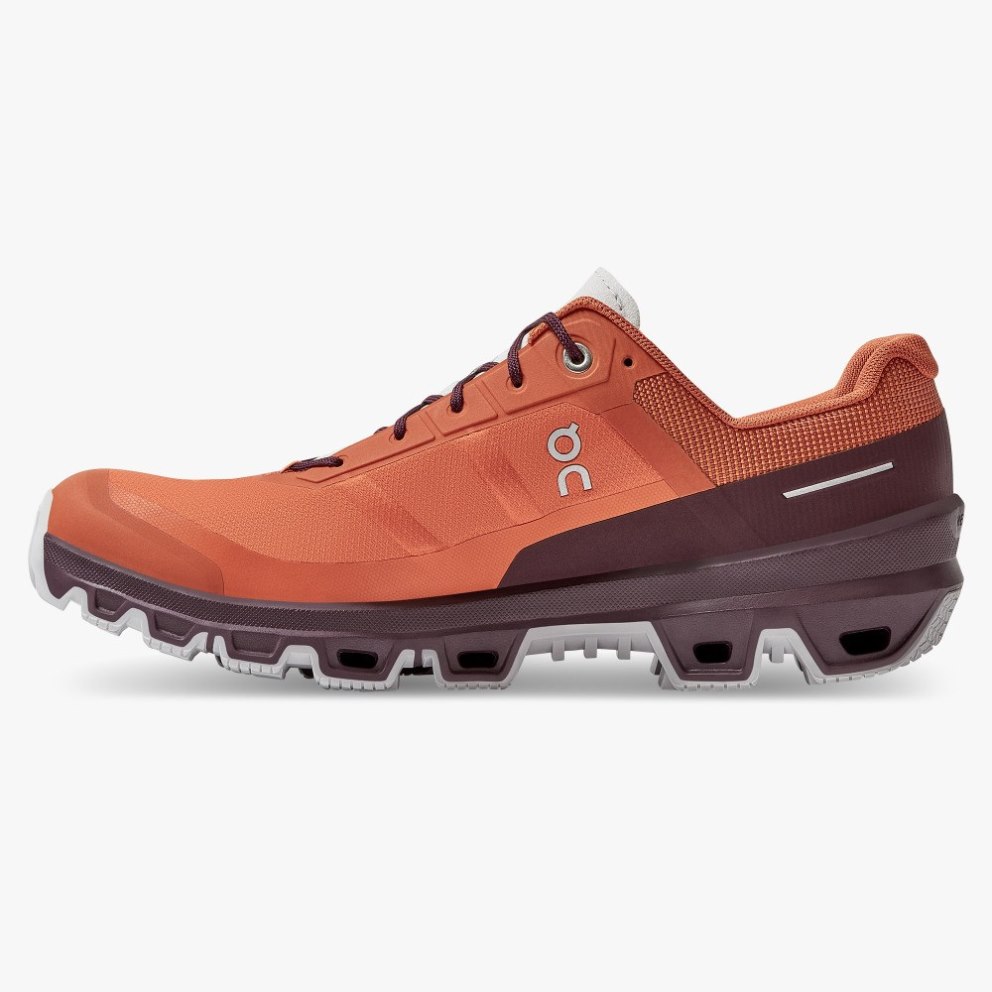 On Cloudventure Men's Hiking Shoes Orange / Burgundy | UK-M6JA5