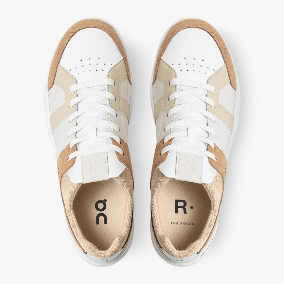 On Cloud THE ROGER Clubhouse Men's Trainers White / Brown | UK-A6857