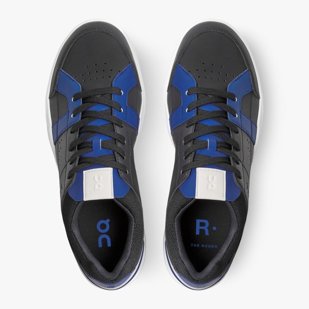 On Cloud THE ROGER Clubhouse Men's Trainers Black / Blue | UK-O2JM8