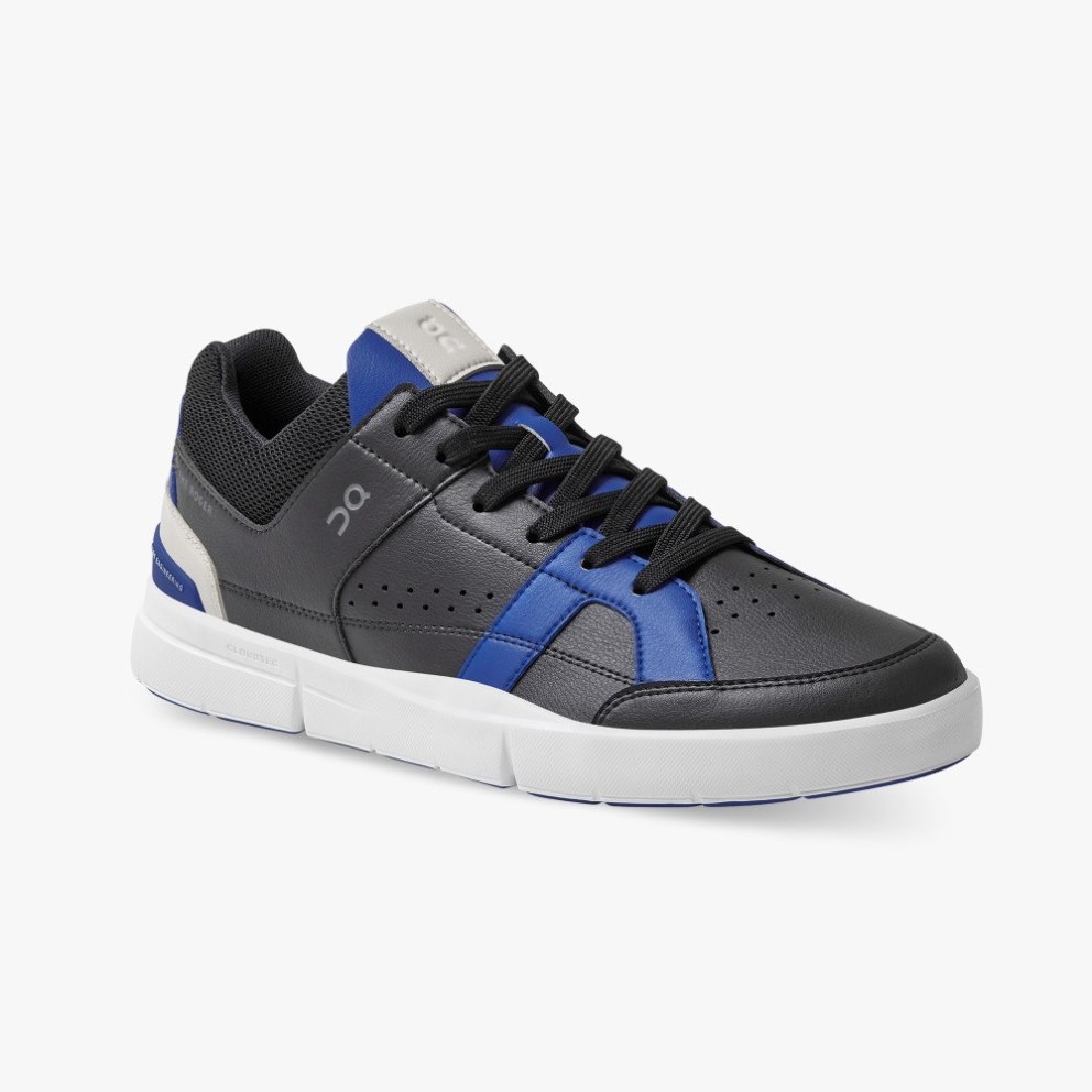 On Cloud THE ROGER Clubhouse Men's Trainers Black / Blue | UK-O2JM8