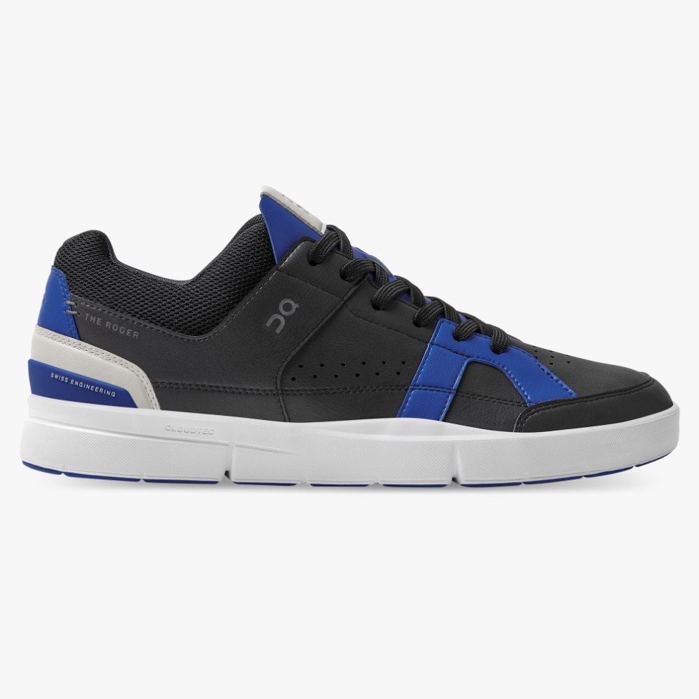 On Cloud THE ROGER Clubhouse Men\'s Trainers Black / Blue | UK-O2JM8