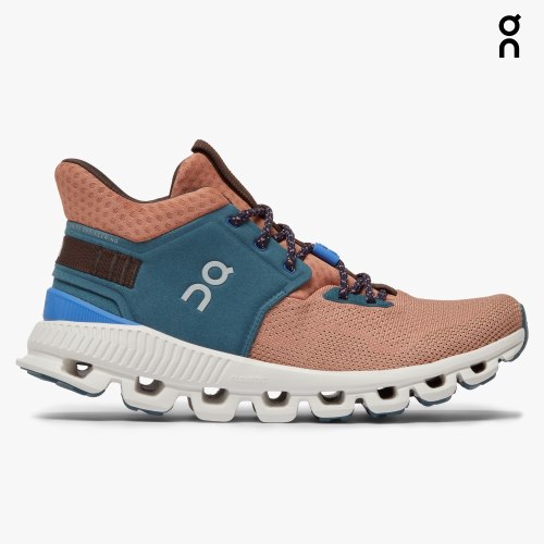 On Cloud Hi Edge Women's Trainers Brown / Turquoise | UK-7M1O8