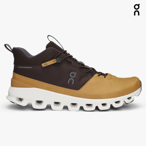 On Cloud Hi Men's Trainers Chocolate / Yellow | UK-6MO87