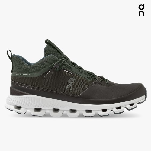 On Cloud Hi Waterproof Men's Trainers Black / Olive | UK-J62O1