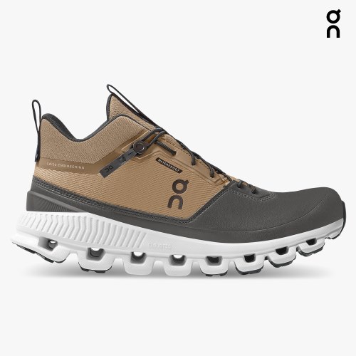 On Cloud Hi Waterproof Women's Trainers Khaki / Black | UK-6J82A