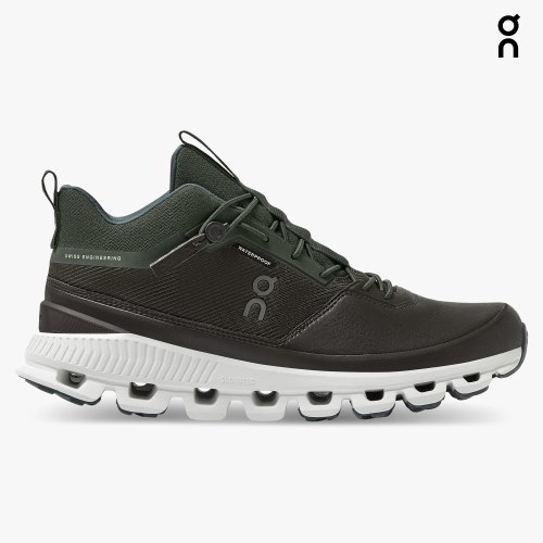 On Cloud Hi Waterproof Women's Trainers Black / Olive | UK-JM827