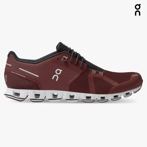 On Cloud Men's Trainers Burgundy | UK-6M7O1