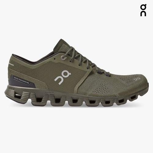 On Cloud X Men's Trainers Olive | UK-18567