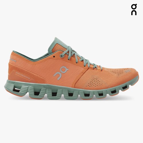 On Cloud X Men's Trainers Orange / Mint | UK-752M6