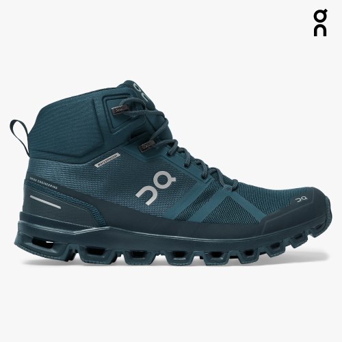 On Cloudrock Waterproof Men's Hiking Boots Turquoise | UK-A7J61