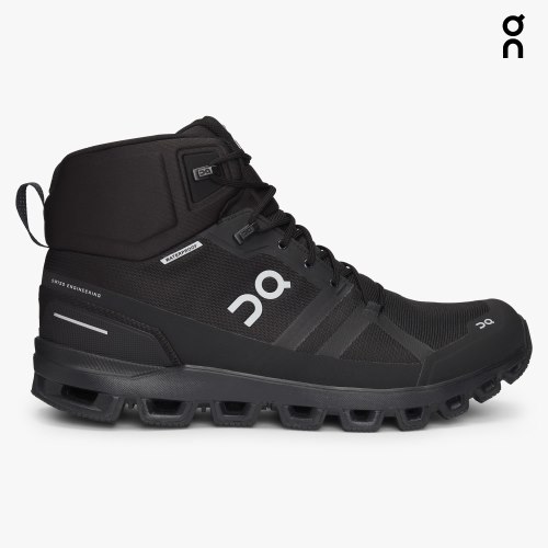 On Cloudrock Waterproof Men's Hiking Boots Black | UK-M8OA7
