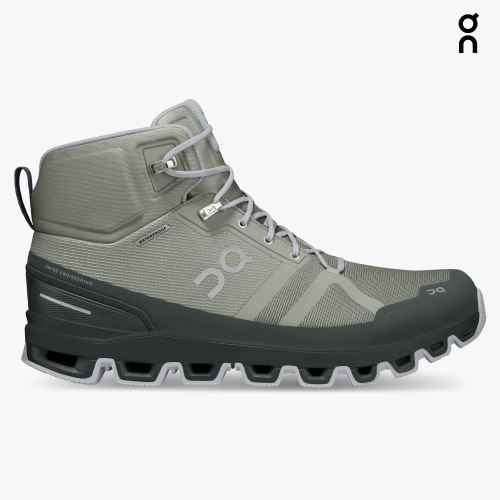 On Cloudrock Waterproof Men's Hiking Boots Olive | UK-MJ162