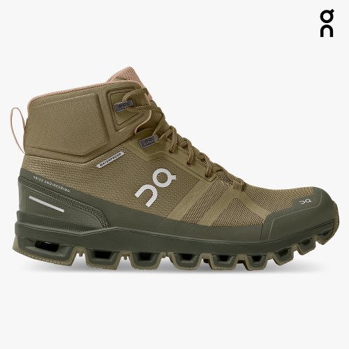 On Cloudrock Waterproof Women's Hiking Boots Olive | UK-275MJ