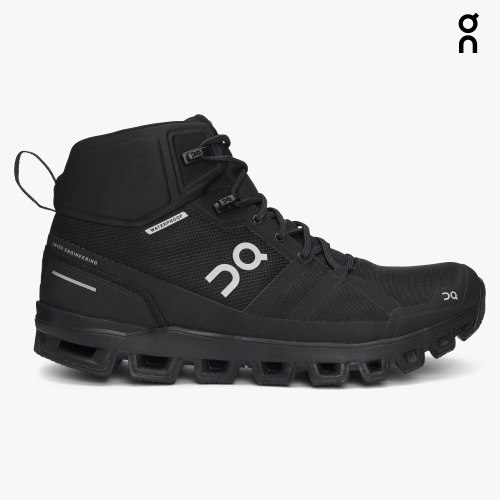 On Cloudrock Waterproof Women's Hiking Boots Black | UK-A6127