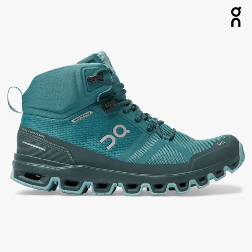 On Cloudrock Waterproof Women's Hiking Boots Turquoise | UK-AO718