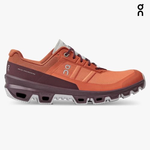 On Cloudventure Men's Hiking Shoes Orange / Burgundy | UK-M6JA5
