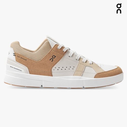 On Cloud THE ROGER Clubhouse Men's Trainers White / Brown | UK-A6857